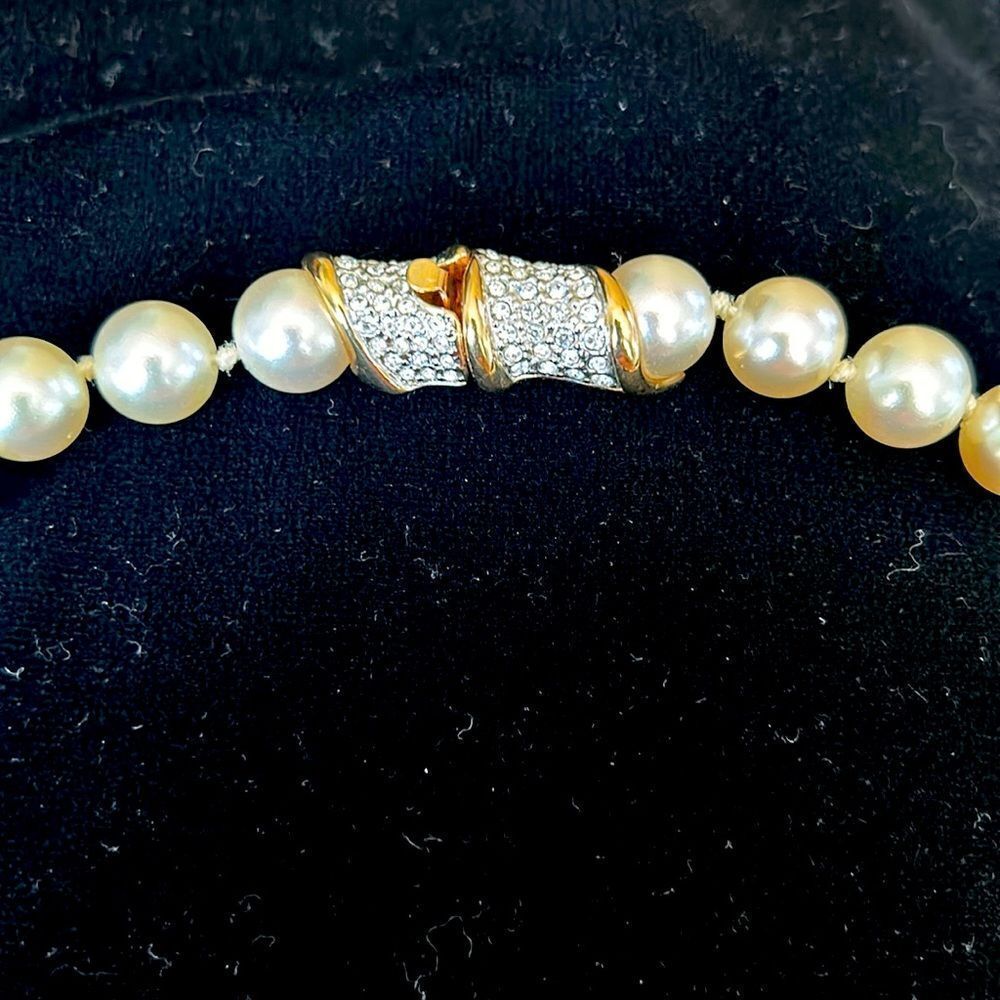 Stunning‎ classic Swarovski crystal gold pearl choker necklace 16 inch. - Picture 5 of 12